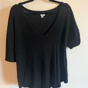 a new day Black Ribbed V-Neck Tunic